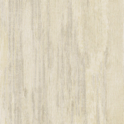 Galerie Feel Cream Metallic Wooden Plank A4 Wallpaper Sample from B&Q