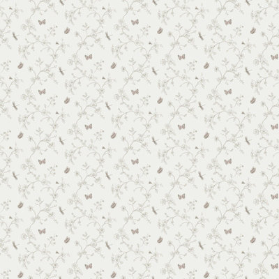 Galerie Miniatures 3 White Pink Grey Small Floral Butterfly Dragonfly Smooth A4 Wallpaper Sample from B&Q