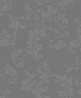 B&Q -  Emporium Grey Acanthus Trail Embossed A4 Wallpaper Sample