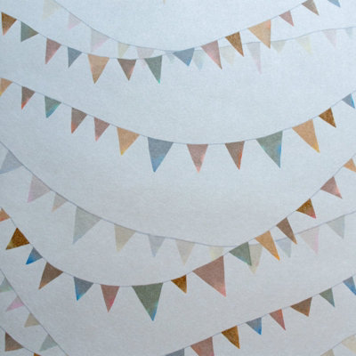 Galerie Great Kids Light Blue Smooth Glitter Garland A4 Wallpaper Sample from B&Q