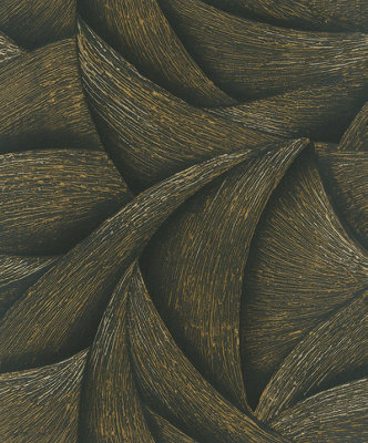 Galerie Odyssey Black Gold Wave Pattern A4 Wallpaper Sample from B&Q