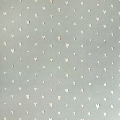 Galerie Great Kids Sage Smooth Glitter Hearts A4 Wallpaper Sample from B&Q