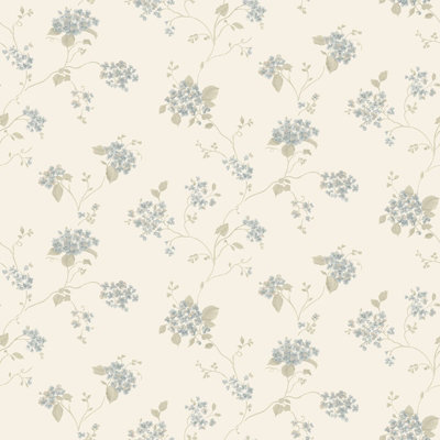 Galerie Miniatures 3 Cream Hydrangea Trail Smooth A4 Wallpaper Sample from B&Q