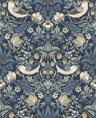 Galerie Arts And Crafts Blue Patterned A4 Wallpaper Sample from B&Q