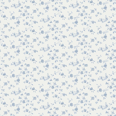 Galerie Miniatures 3 Blue White Small Rose Trail Smooth A4 Wallpaper Sample from B&Q