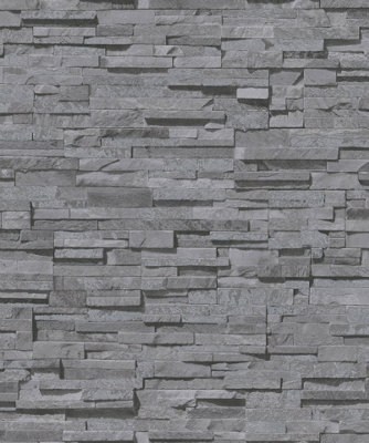 Galerie Silver Grey Graceful Granite Motif A4 Wallpaper Sample from B&Q