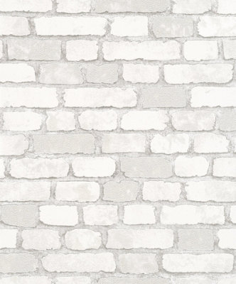 Galerie Industrial Effects Whiteglass Stone Brick Effect A4 Wallpaper Sample from B&Q