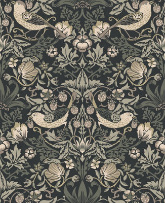 Galerie Arts And Crafts Black Patterned A4 Wallpaper Sample from B&Q