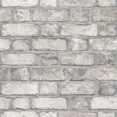 Galerie Homestyle Taupe Black Farmhouse Brick Smooth A4 Wallpaper Sample from B&Q