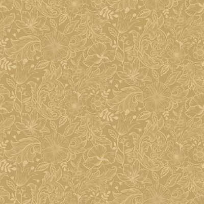 Galerie Sommarang Ochre Mono Flora A4 Wallpaper Sample from B&Q