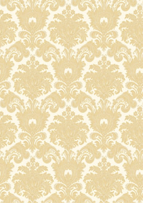 Galerie Italian Silks And Damasks Yellow Damask A4 Wallpaper Sample from B&Q