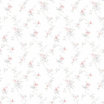 Galerie Pretty Prints Pink Ivy Trail A4 Wallpaper Sample from B&Q
