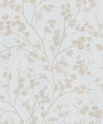 Galerie Secret Garden Greige/beige Calming Leaf Branches A4 Wallpaper Sample from B&Q