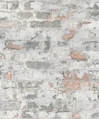 Galerie Silver Grey Industrial Chic Motif A4 Wallpaper Sample from B&Q