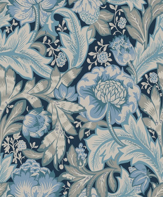 Galerie Arts And Crafts Blue Patterned A4 Wallpaper Sample from B&Q