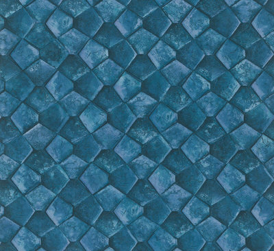 Galerie Eclectic Blue Geometric Graphic A4 Wallpaper Sample from B&Q