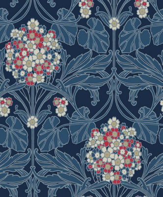 Galerie Arts And Crafts Blue Patterned A4 Wallpaper Sample from B&Q