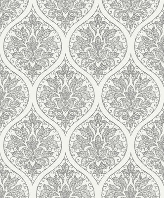 Galerie Emporium Cream Silver Ogee Embossed A4 Wallpaper Sample from B&Q