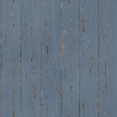 Galerie Homestyle Blue Black Shiplap Smooth A4 Wallpaper Sample from B&Q