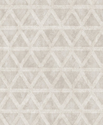Galerie Utopia Cream Geometric Tri Prism Sheen Finish A4 Wallpaper Sample from B&Q