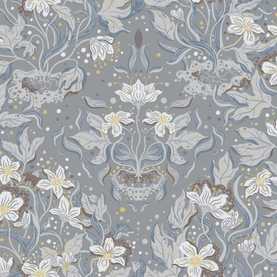 Galerie Fagring Floral Blue A4 Wallpaper Sample from B&Q