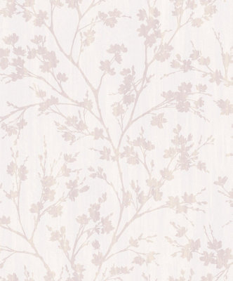 Galerie Secret Garden Cream/pink Calming Leaf Branches A4 Wallpaper Sample from B&Q