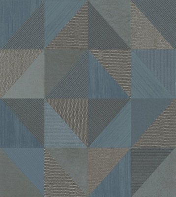 Galerie Italian Textures 4 Blue Geometric Wallpaper A4 Sample from B&Q