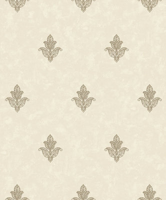 Galerie Emporium Cream Gold Mehndi Motif Embossed A4 Wallpaper Sample from B&Q