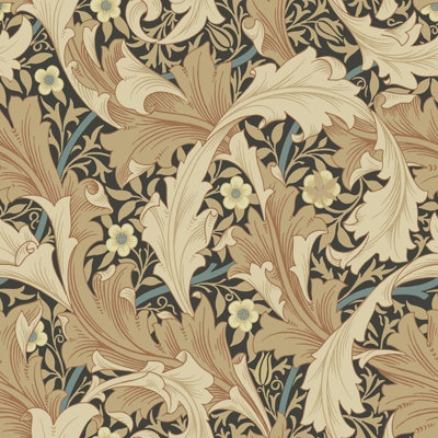 Galerie Hidden Treasures Gold Floral Granville Leaf A4 Wallpaper Sample from B&Q