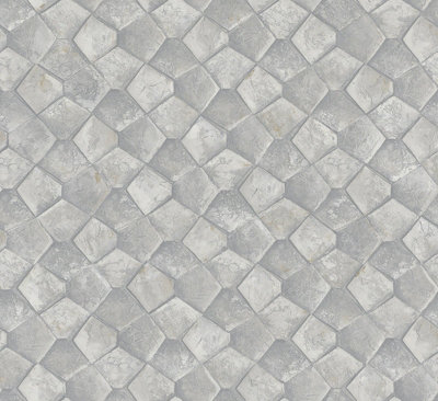 Galerie Eclectic Silver Grey Geometric Graphic A4 Wallpaper Sample from B&Q