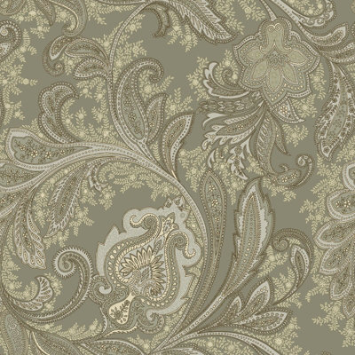 Galerie Elegance Silver Paisley A4 Wallpaper Sample Dwp0355-02 from B&Q