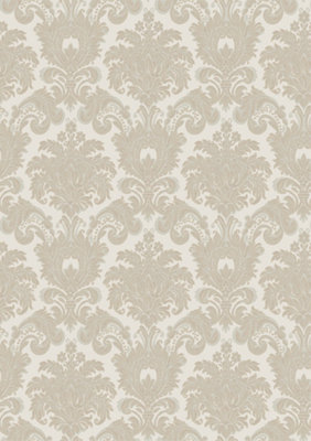 Galerie Italian Silks And Damasks Beige Damask A4 Wallpaper Sample from B&Q