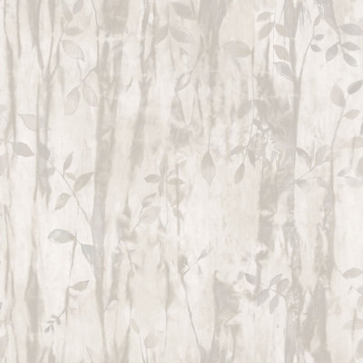 Galerie Atmosphere Beige Batik Leaves Smooth A4 Wallpaper Sample from B&Q