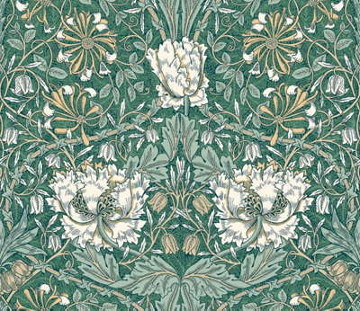 Galerie Arts And Crafts Green Patterned A4 Wallpaper Sample from B&Q