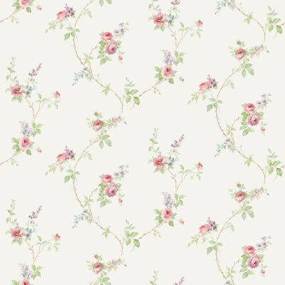 Galerie Classic Silks 4 Beige Floral Trail A4 Wallpaper Sample from B&Q