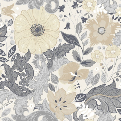 Galerie Sommarang White Scandi Bloom A4 Wallpaper Sample from B&Q
