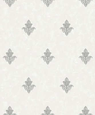 Galerie Emporium Cream Silver Mehndi Motif Embossed A4 Wallpaper Sample from B&Q