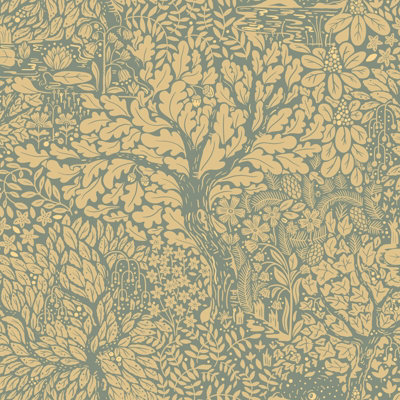 Galerie Hjarterum Collection Beige Olle Forest Leaf Motif A4 Wallpaper Sample from B&Q