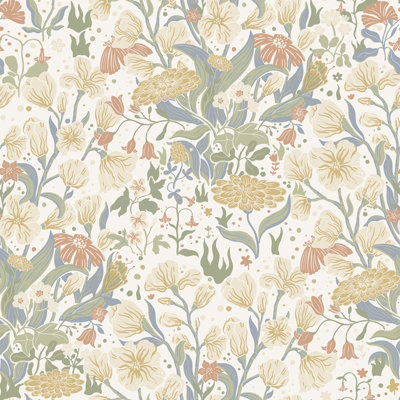 Galerie Fagring Floral Green A4 Wallpaper Sample from B&Q