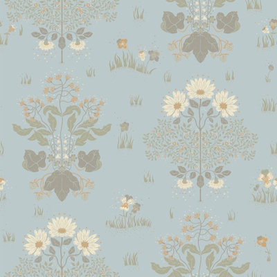 Galerie Hjarterum Collection Yellow Edla Wild Flower Field A4 Wallpaper Sample from B&Q