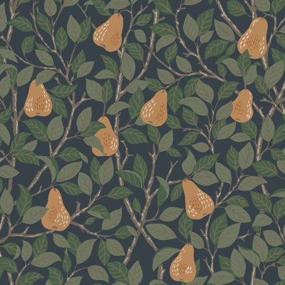 Galerie Sommarang Blue Leaves And Pears A4 Wallpaper Sample from B&Q