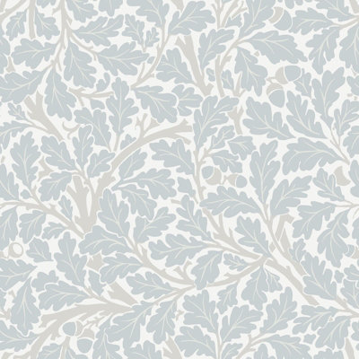 Galerie Hidden Treasures Blue Oak Tree Leaf A4 Wallpaper Sample from B&Q