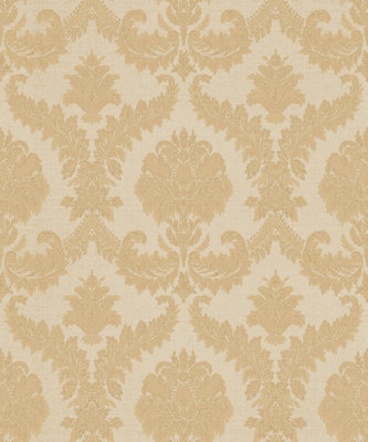 Galerie Italian Silks And Damasks Yellow Damask A4 Wallpaper Sample from B&Q