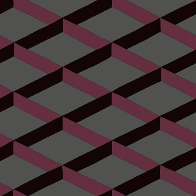 Galerie Luxe Burgundy Grey Shadow Trellis Smooth A4 Wallpaper Sample from B&Q