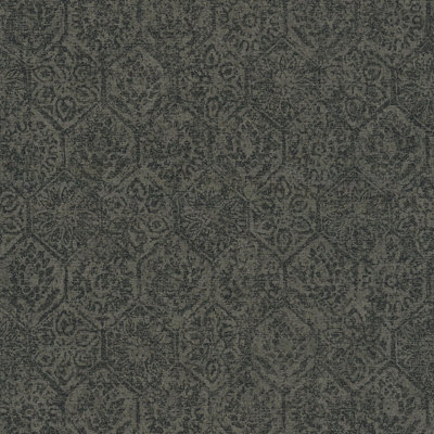 B&Q -  Havana Brown Black Floral Geometric Textured A4 Wallpaper Sample