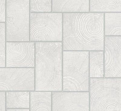 Galerie Natural Opulence Cream Wood Block A4 Wallpaper Sample from B&Q