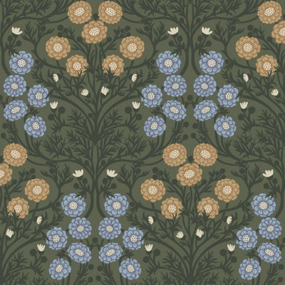 Galerie Ekbacka Collection Green Bellis Delicate Floral Trail A4 Wallpaper Sample from B&Q