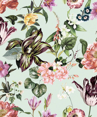 Galerie Flora Green Floral Rhapsody A4 Wallpaper Sample from B&Q