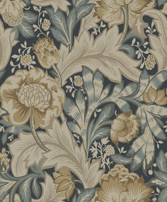 Galerie Arts And Crafts Blue Patterned A4 Wallpaper Sample from B&Q