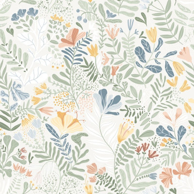 Galerie Fagring Floral Green A4 Wallpaper Sample from B&Q